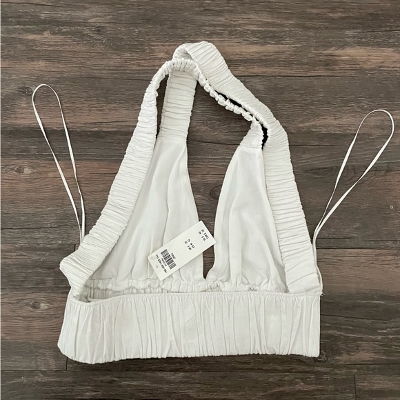 NWT Abercrombie & Fitch Linen Blend Cropped Scrunchie Top - Picture 5 of 9